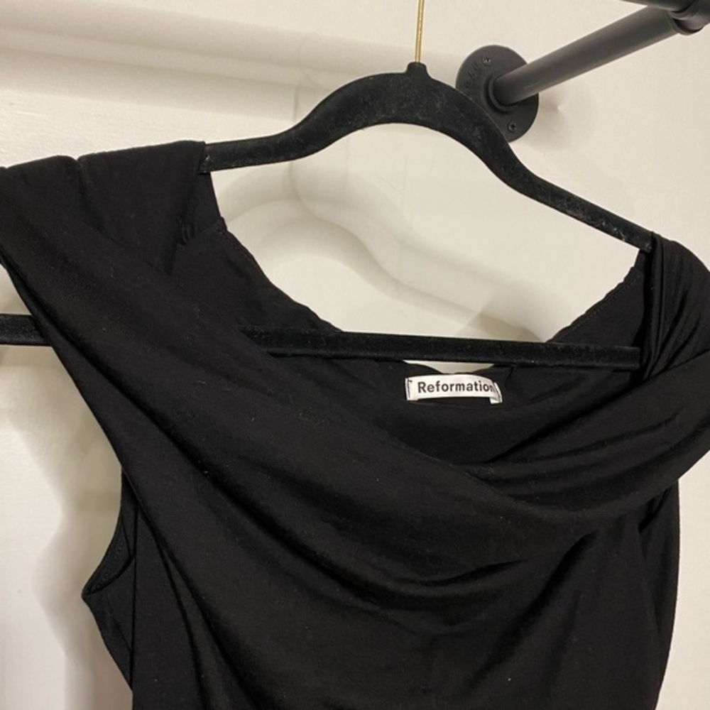 Reformation Raydon Tencel Bodycon Mini Dress Black - Picture 7 of 7